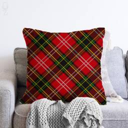Christmas Plaid Chenille Cushion Cover Double Sided Tartan Pillow - thumbnail 2
