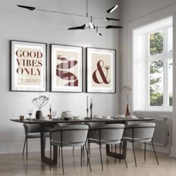 Neutral Abstract Art Prints, Modern Art, Good Vibes Only, & Chill, Wall , Set Of 3 A4, A3 A3+ A2 A1 Sizes, Fast Delivery - thumbnail 1