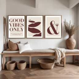 Neutral Abstract Art Prints, Modern Art, Good Vibes Only, & Chill, Wall , Set Of 3 A4, A3 A3+ A2 A1 Sizes, Fast Delivery - thumbnail 2