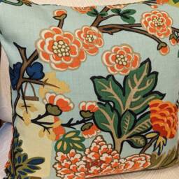 Chiang Mai Aquamarine Schumacher Dragon Pillow Linen Cover All Sizes - thumbnail 2