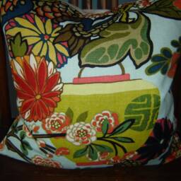 Chiang Mai Aquamarine Schumacher Dragon Pillow Linen Cover All Sizes - thumbnail 3