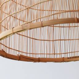 Handmade Bamboo Pendant Lamp, Woven Asian Fishing Trap Light Design - thumbnail 3