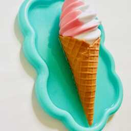 strawberry & Vanilla Ice Cream Wall Hanging/ Dopamine Decor/ Maximalist Fake Food/ Food Pop Art/ Sculpture/ Funky Decor - thumbnail 3