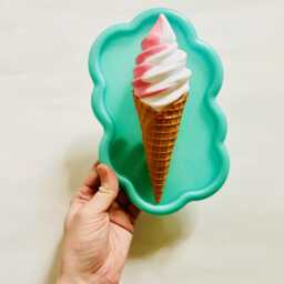 strawberry & Vanilla Ice Cream Wall Hanging/ Dopamine Decor/ Maximalist Fake Food/ Food Pop Art/ Sculpture/ Funky Decor - thumbnail 4