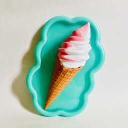 strawberry & Vanilla Ice Cream Wall Hanging/ Dopamine Decor/ Maximalist Fake Food/ Food Pop Art/ Sculpture/ Funky Decor
