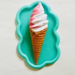 strawberry & Vanilla Ice Cream Wall Hanging/ Dopamine Decor/ Maximalist Fake Food/ Food Pop Art/ Sculpture/ Funky Decor - thumbnail 2