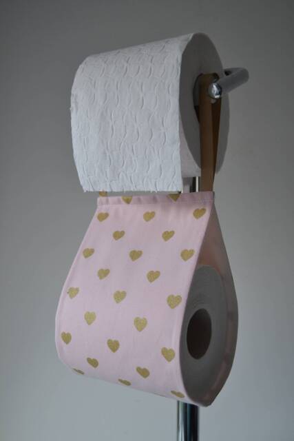 Pink & Gold Decorative Toilet Paper Holder Storage Dirty Pink With Hearts At 1 Or 2 Rolls. Bathroom Decoration. Storage - image 1