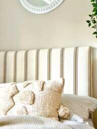 Headboard Cover - Taupe French Stripe. Custom Made To Fit Existing Headboard, See Description For Full Details