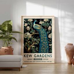 William Morris Peacock Print, Kew Gardens London Poster, Vintage Wall Art, Floral Poster - thumbnail 2