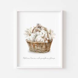 Autumn Leaves & Pumpkins Please - Autumn Neutral Prints Home Decor Seasonal Wall Art Beige - thumbnail 1