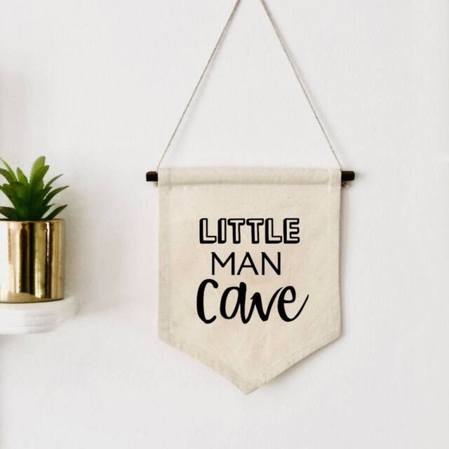 Wall Hanging Pennant, Little Man Cave, Canvas Flag Banner, Kids Bedroom Decor, Children's Room, Affirmations, Boys, Decoration, Toddler Boy - image 1