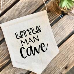 Wall Hanging Pennant, Little Man Cave, Canvas Flag Banner, Kids Bedroom Decor, Children's Room, Affirmations, Boys, Decoration, Toddler Boy - thumbnail 3