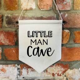 Wall Hanging Pennant, Little Man Cave, Canvas Flag Banner, Kids Bedroom Decor, Children's Room, Affirmations, Boys, Decoration, Toddler Boy - thumbnail 2