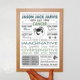 Personalised Cancer Zodiac Print Horoscope Birthday Gift - thumbnail 3