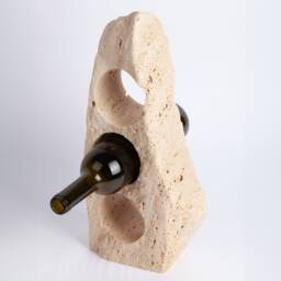 Handmade Travertine Wine Bottle Holder Unique Rack - thumbnail 1
