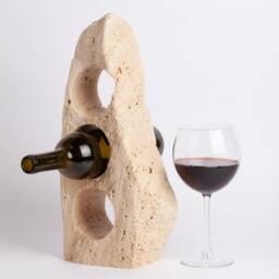 Handmade Travertine Wine Bottle Holder Unique Rack - thumbnail 2