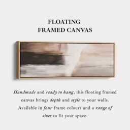 Soft Neutral Abstract Horizontal Wall Art Above Bed Framed Canvas Print in Beige Cream & Black For Living Room Bedroom Or Hallway - thumbnail 3