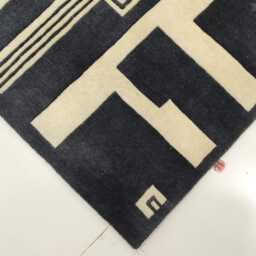 Hand Knotted Wool Oushak Rug, Ivory Black Contemporary Design, 8x10 Area Rug - thumbnail 2