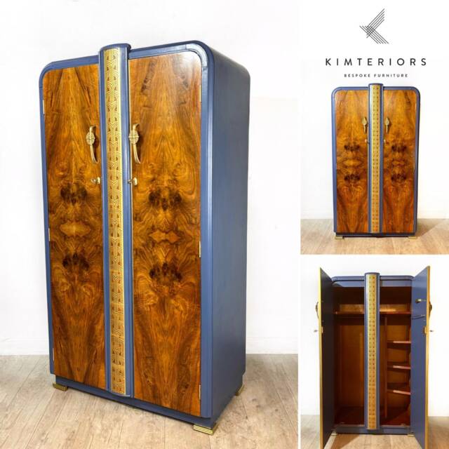 Art Deco Style Blue Wardrobe - Sold - Contact To Commission Something Similar - image 1