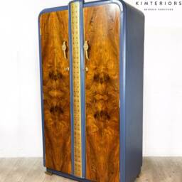 Art Deco Style Blue Wardrobe - Sold - Contact To Commission Something Similar - thumbnail 3