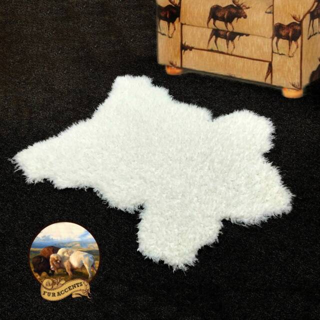 Sierra Bear Shape Faux Fur Rug, Plush White Sheepskin - image 1
