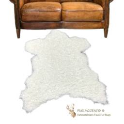 Sierra Bear Shape Faux Fur Rug, Plush White Sheepskin - thumbnail 2