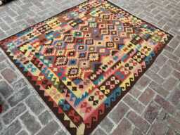 4x6 Afghan Designer Kilim Runner - Vibrant Vegatable Dyed Wool Flatweave Contemporary Tribal Hallway Accent With Boho Soul-Gift Rug - thumbnail 1