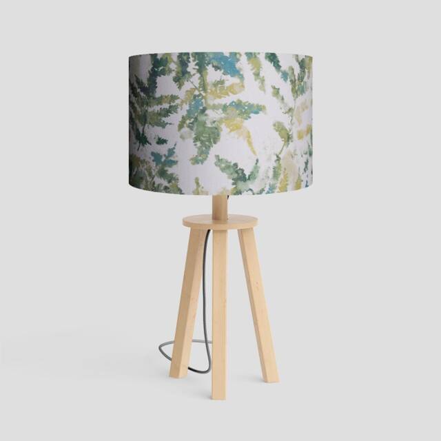 Tropical Leaf Drum Lampshade Teal Citrus Botanical Print - image 1