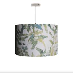 Tropical Leaf Drum Lampshade Teal Citrus Botanical Print - thumbnail 2