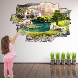 Unicorn Forest Wall Decal, Fantasy Mural, Girls Bedroom Decor - thumbnail 2