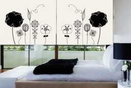 Black & White, Modern Floral Pattern Printed Custom Made Window - Bw35 Roller Blind, All Sizes, Regular Or Opaque Shade