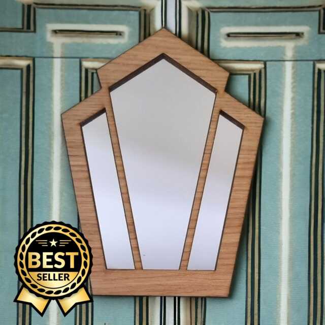 Art Deco Pentagon Wooden Mirror Oak, Walnut, Or Cherry - image 1