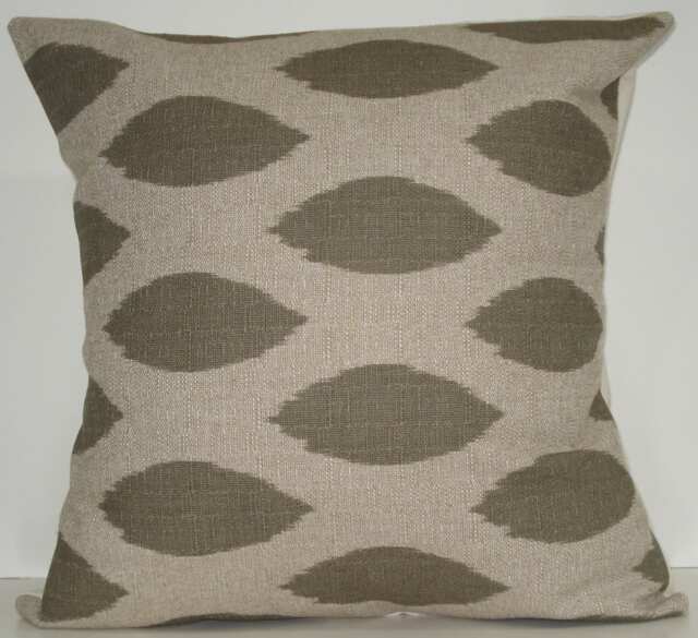 New 18x18 Inch Designer Handmade Pillow Cases in Green Grey Ikat Pattern