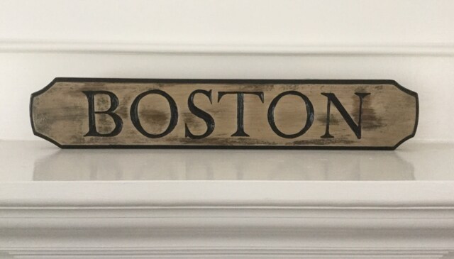 Hand Carved Vintage Antique Look Boston Quarterboard