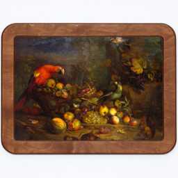Parrots & Fruit With Other Birds A Squirrel Tobias Stranover Nature Trees Classic Painting Wooden Framed Art Print - thumbnail 2