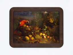 Parrots & Fruit With Other Birds A Squirrel Tobias Stranover Nature Trees Classic Painting Wooden Framed Art Print - thumbnail 1