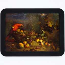 Parrots & Fruit With Other Birds A Squirrel Tobias Stranover Nature Trees Classic Painting Wooden Framed Art Print - thumbnail 3
