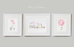 Rose Pink Set, Unframed Nursery Art Prints, Baby Girl, Pale Pink, Bedroom Art, Children's Illustration, Pictures For Girl's Room, Wall Decor - thumbnail 1