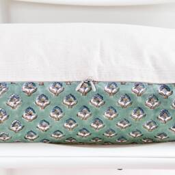 Lumbar Pillow Cover Indian Block Print Floral, Natural Dyed - thumbnail 3