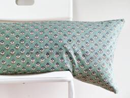 Lumbar Pillow Cover Indian Block Print Floral, Natural Dyed - thumbnail 1