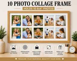 Oak Effect Wooden Multi Photo Frame Holds Ten 6x4