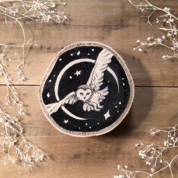 Night Owl Christmas Ornament - Original Drawing On Birch Wood - thumbnail 1