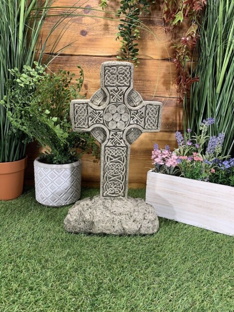 stone Garden Large Celtic Cross Memorial Grace Detailed Gift Ornament - image 1