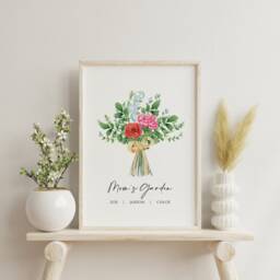 Birth Flower Art Print Bouquet Grandmas Garden Birthflower Custom Digital Download Personalized Gift Mothers Day Month Family - thumbnail 3