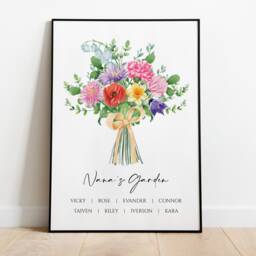 Birth Flower Art Print Bouquet Grandmas Garden Birthflower Custom Digital Download Personalized Gift Mothers Day Month Family - thumbnail 1
