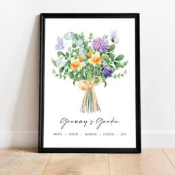 Birth Flower Art Print Bouquet Grandmas Garden Birthflower Custom Digital Download Personalized Gift Mothers Day Month Family - thumbnail 2