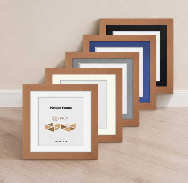 Beech Mdf Wood Effect Square Photo Frame With Mounts - Picture Poster Wedding Gifts Anniversary Gift Wall Hanging & Home Decor - image 1