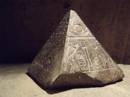 Egyptian Statue Pyramid/Pyramidion Featuring Thoth Adoring The Rising Sun God - thumbnail 1