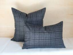 Black & White Oxford Plaid Wool Pillow Cover - Ready To Ship - thumbnail 1