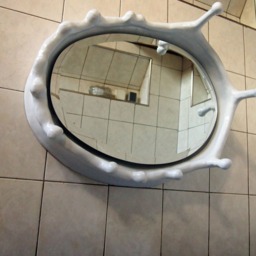 Handmade Stoneware Clay Bathroom Mirror, Towel Rack, Modern Wall Art - thumbnail 3